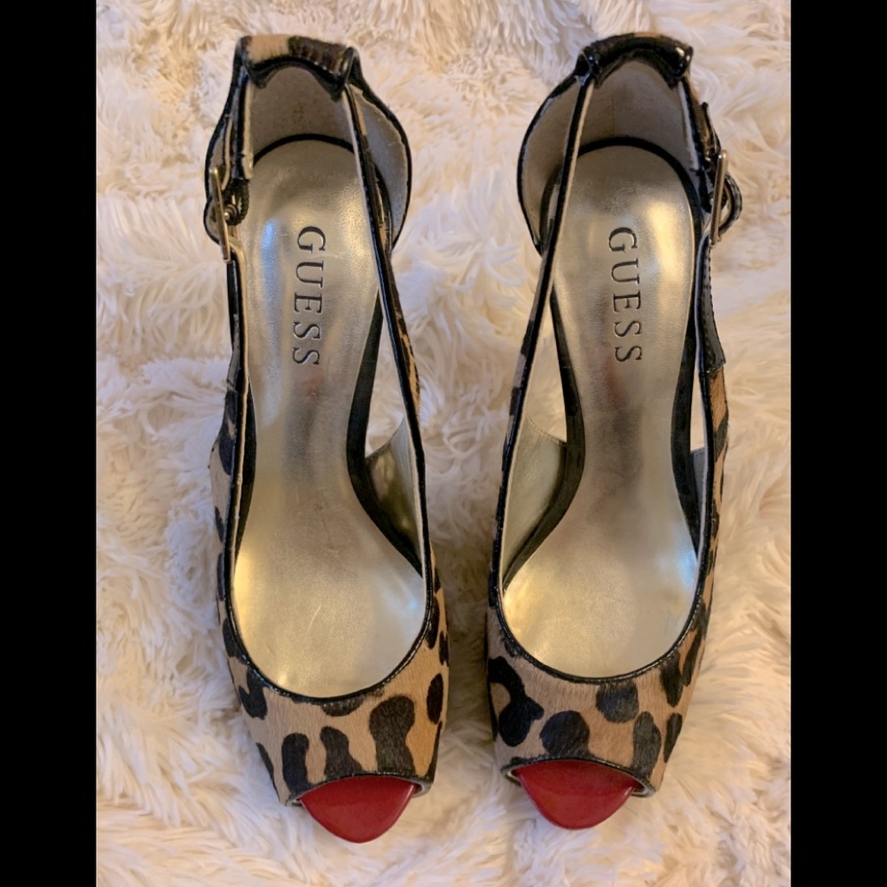 Guess Leopard Open Toe Pumps
